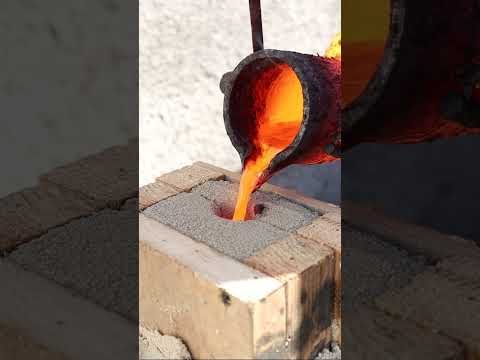 Melting Copper Wire into Axe - Bronze Casting