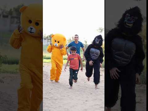 bhag bhag with teddy & gorilla #shortvideo #funnycomedy