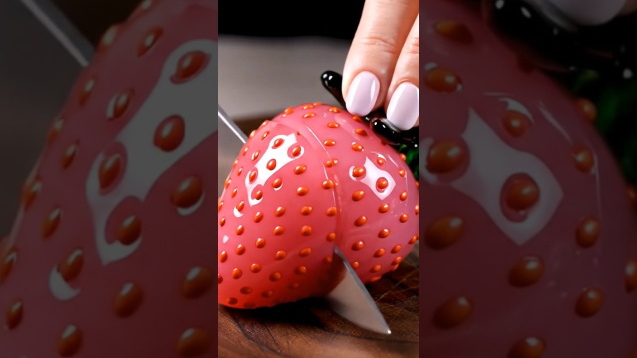 Glass Fruit Cutting | Pink Strawberry ๐ ASMR Part 02