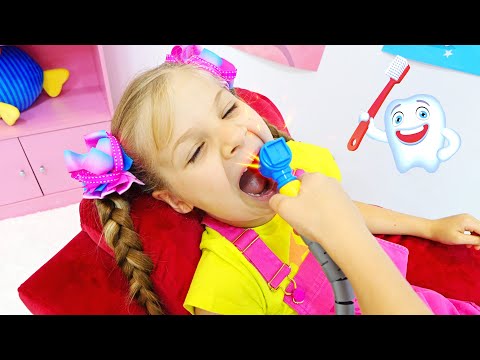 ديانا والأم تزوران طبيب الأسنان / قصة اغسل أسنانك بالفرشاة