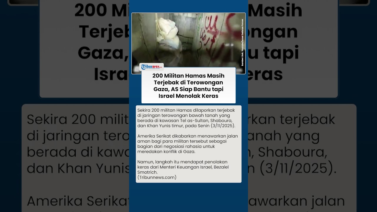 AS Usulkan Evakuasi Aman untuk 200 Militan Hamas di Gaza, Menteri Israel Bereaksi Keras