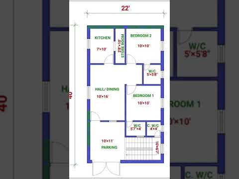 20x40 North-Facing 2BHK House Plan 🏡