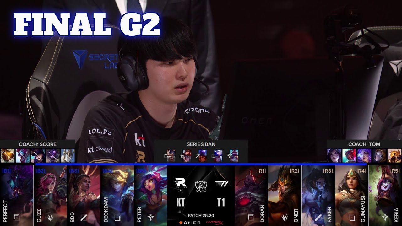 KT vs T1 - Game 2 | Grand Finals LoL Worlds 2025 | T1 vs KT Rolster G2 full