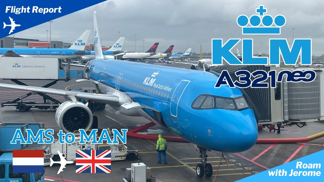 KLM Airbus A321neo PH-AXE Flight Review ✈️ Amsterdam to Manchester