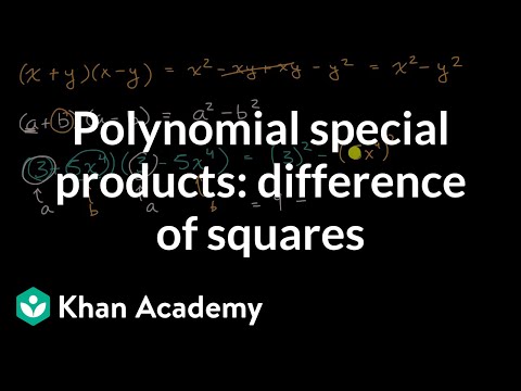 Polynomial special products: difference of squares | Algebra 2 | Khan Academy