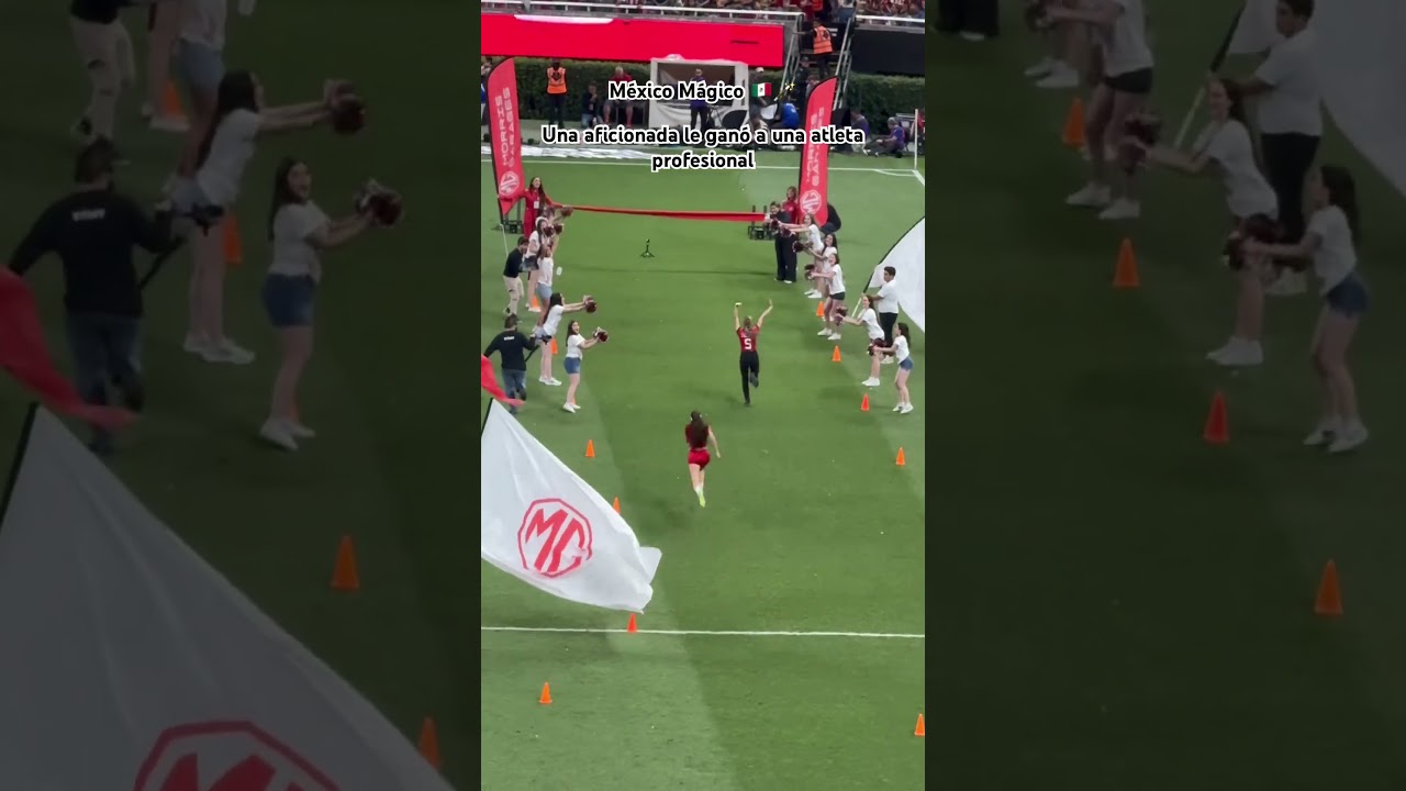 Aficionada de Chivas supera a velocista en carrera durante el medio tiempo contra América 🏃‍♀️