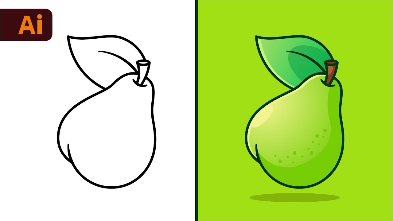 Learn How to Draw a Vector Pear in Adobe Illustrator – Easy Beginner Tutorial 🍐