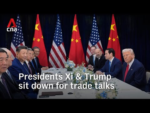 Chinese President Xi Jinping and US President Donald Trump sit down for trade talks