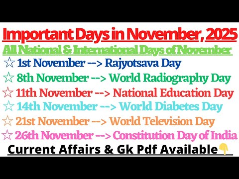 Key November 2025 National & International Days π