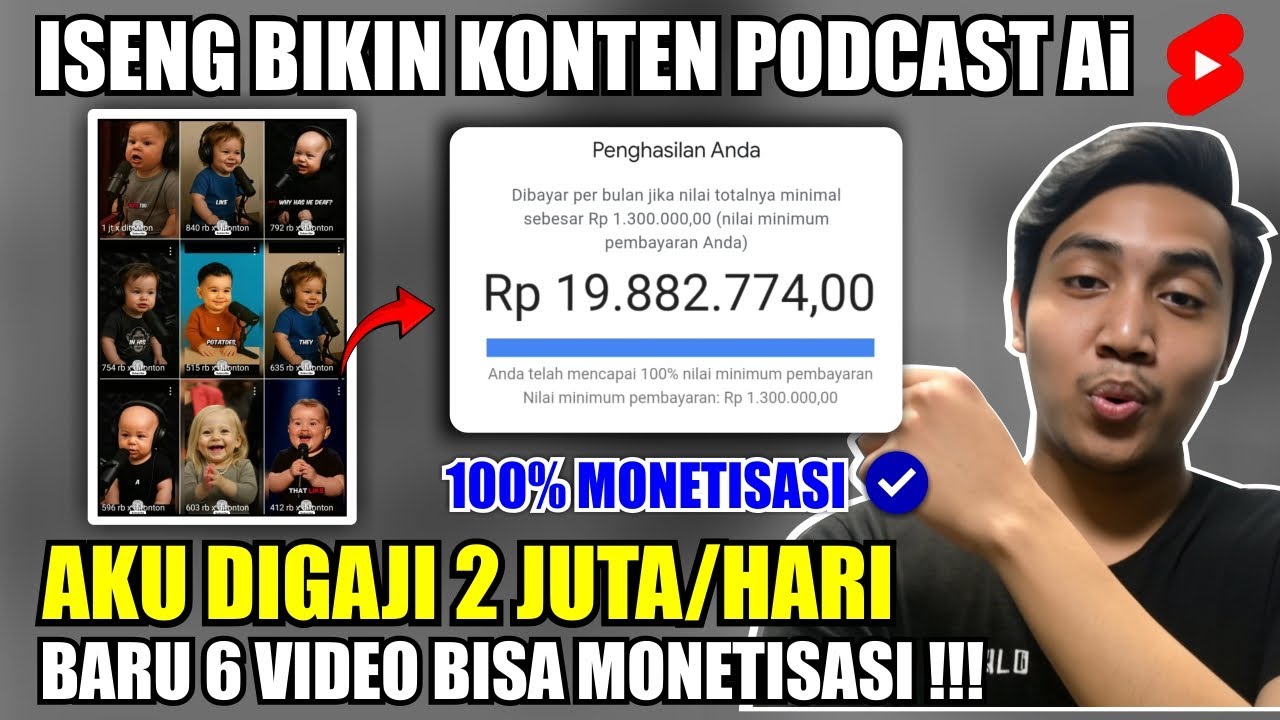 Bikin Podcast AI di Shorts dan Raih Rp2 Juta/Hari! 💰 Tutorial Pemula Aman Monetisasi