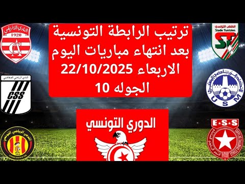 بعد انتهاء الجولة 10 وتعادل الترجي..ترتيب الدوري التونسي اليوم بعد انتهاء مباريات الاربعاء22/10/2025