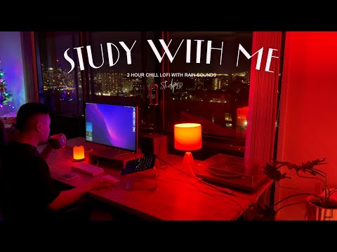 2-Hour Study With Me [Chill Lofi + Rain 🍎] Pomodoro 45/15
