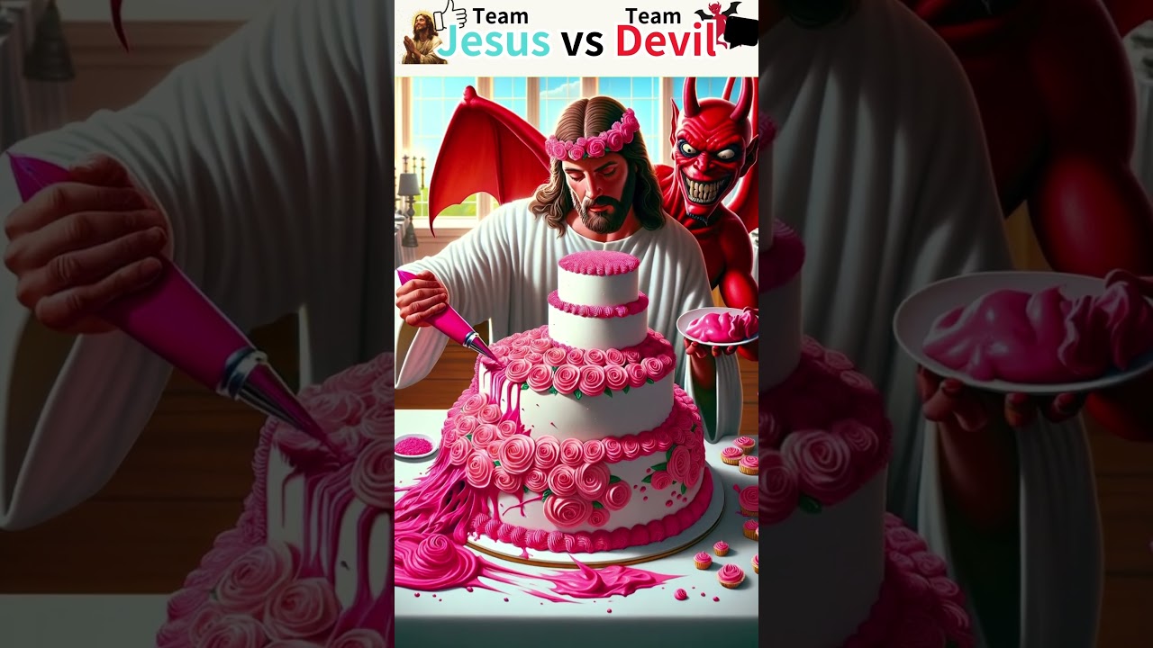 Epic Showdown: Jesus vs. Devil – Who Wins the Wedding Cake Battle? 🍰