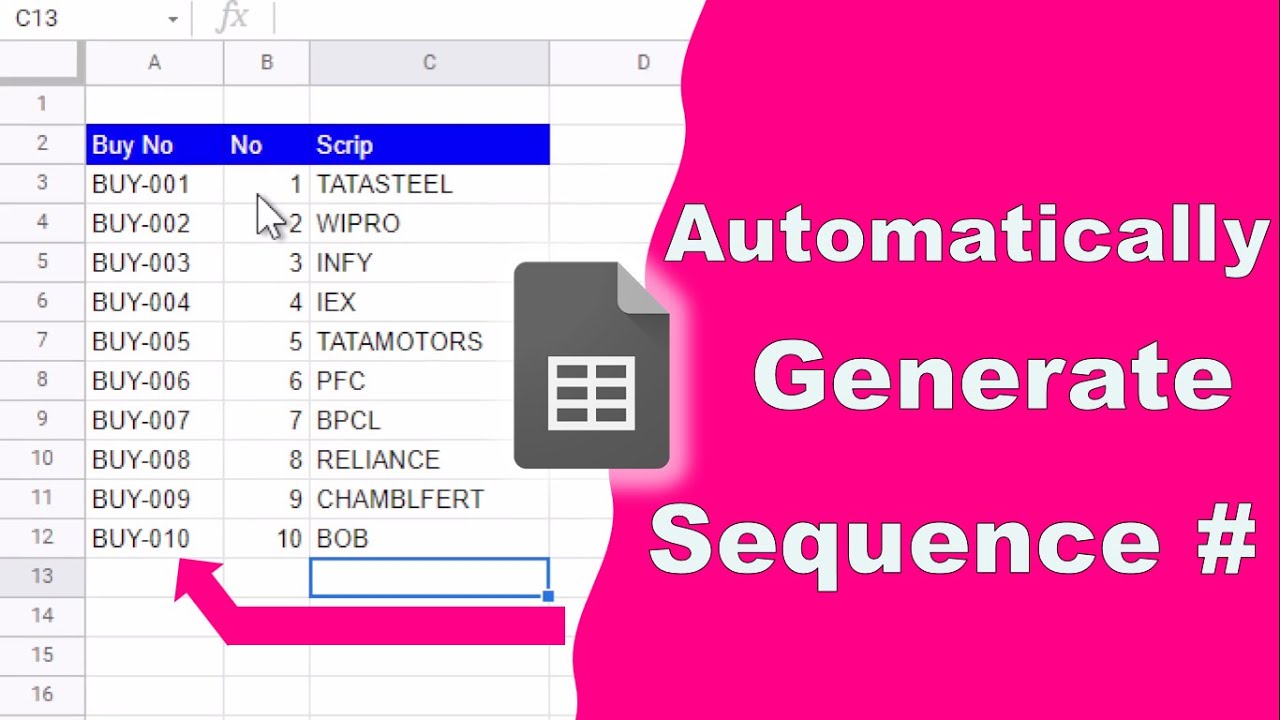 Auto-Number Sequences in Excel & Google Sheets
