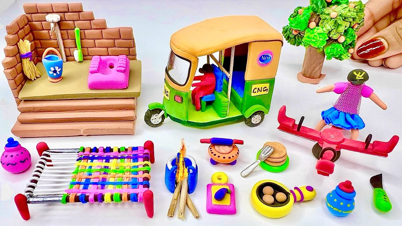 DIY Polymer Clay Miniatures: Village House & Sets 🏡