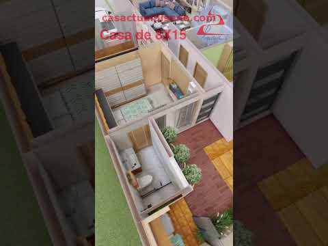 Plano de Casa de 8x15 UNA Planta con 3 RECAMARAS