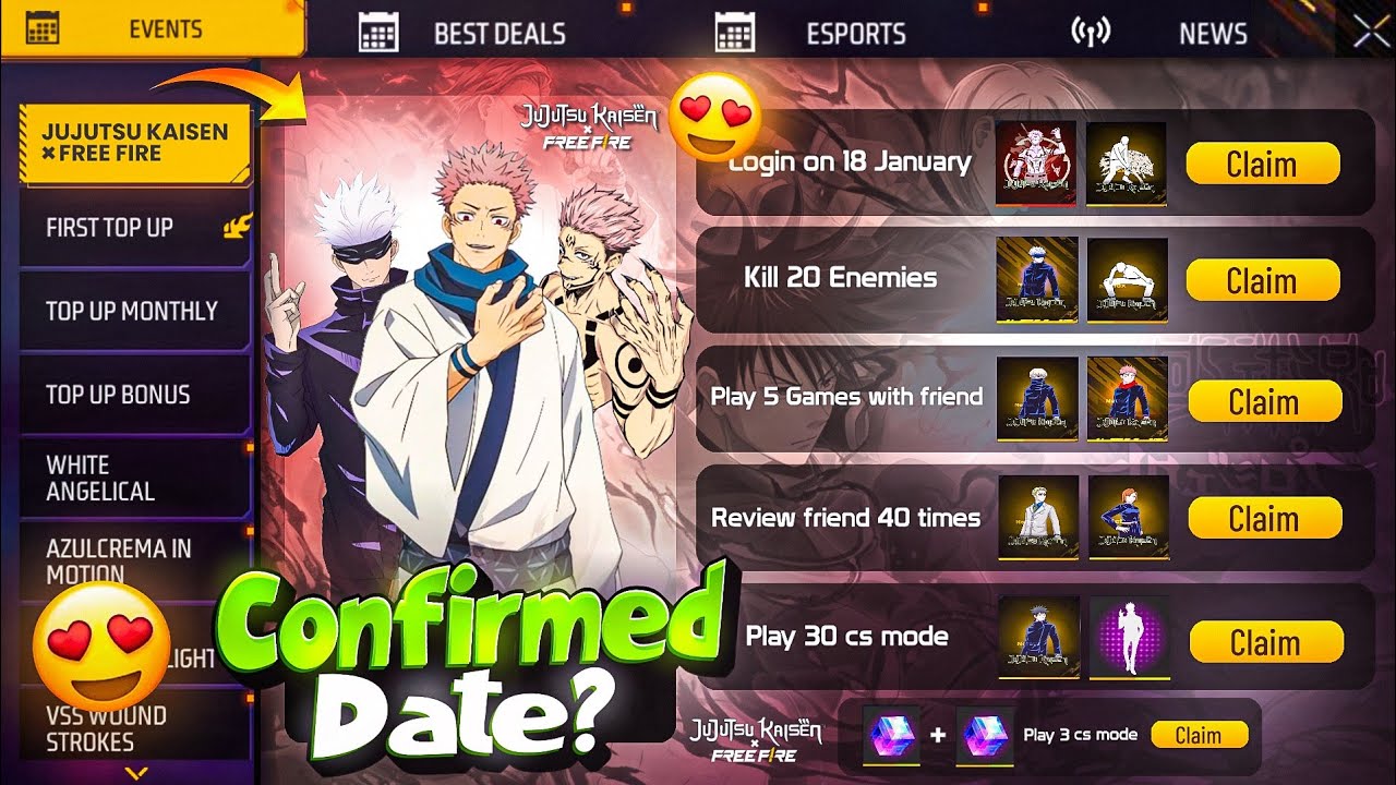 Jujutsu Kaisen Event Coming Soon to Free Fire 🎮