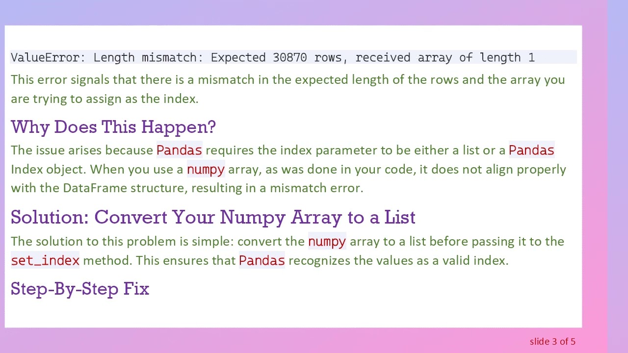 Fix Pandas DataFrame set_index Array Length Error