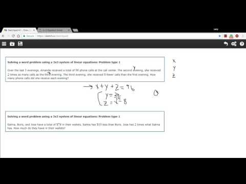 Solving a word problem using a 3x3 system of linear equations