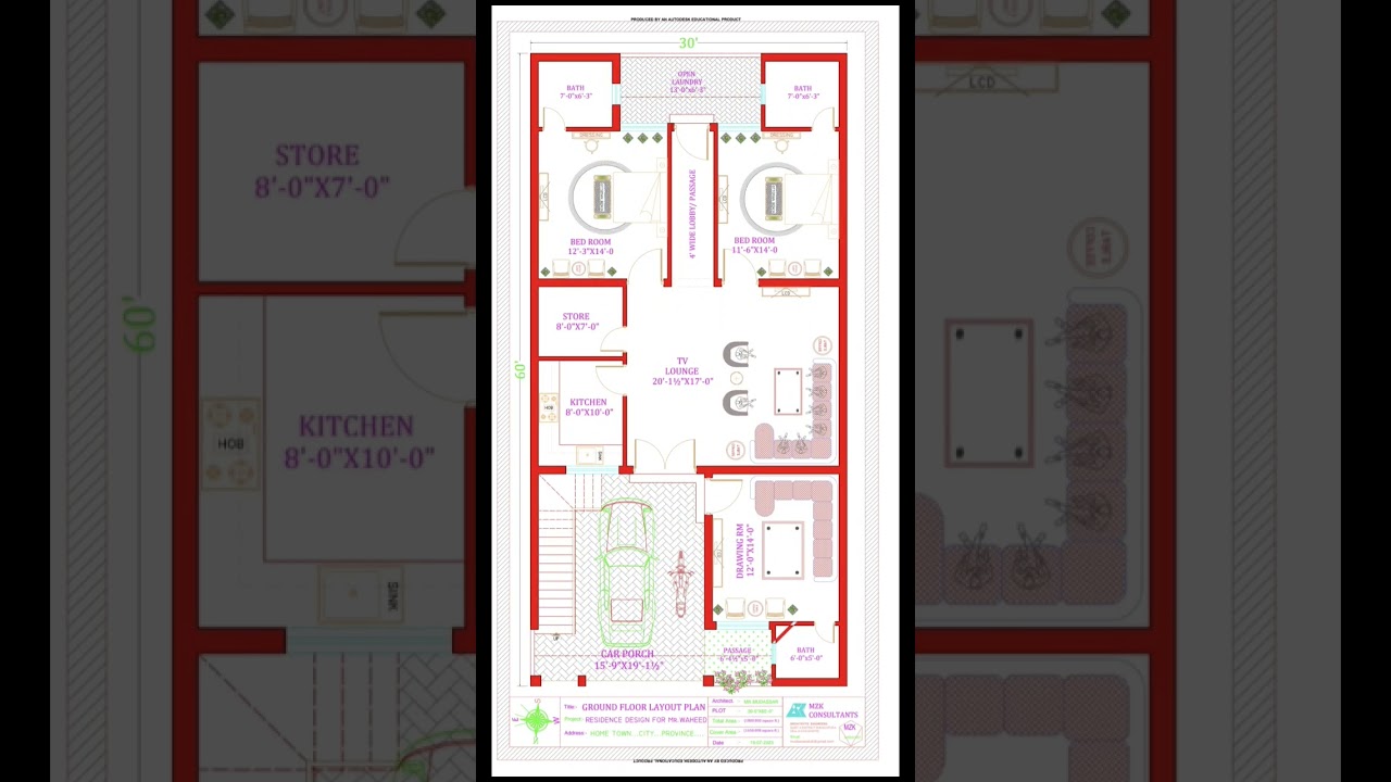 30x60 House Plan with 2BHK & Parking π