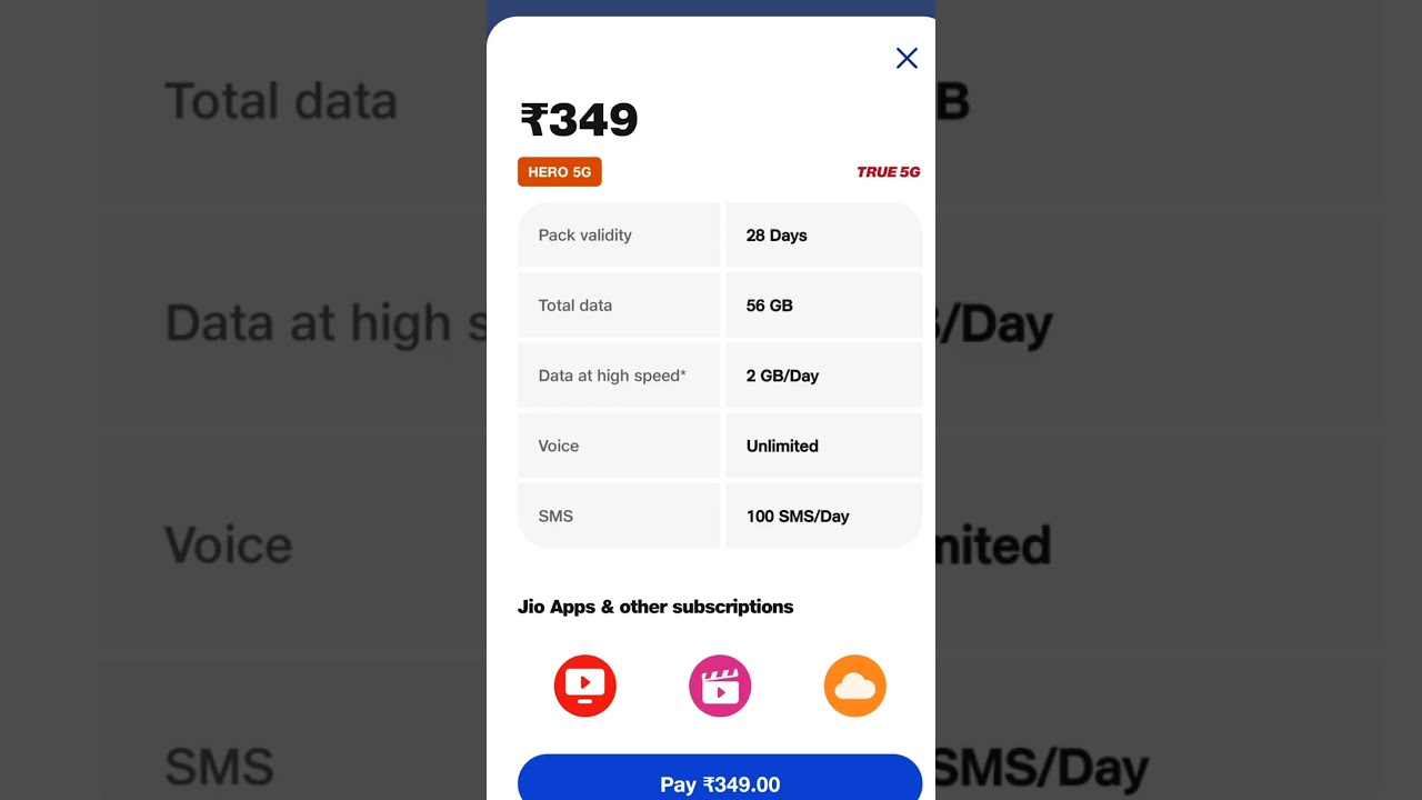 Jio βΉ349 Recharge Plan: Unlimited 5G Data & More! π