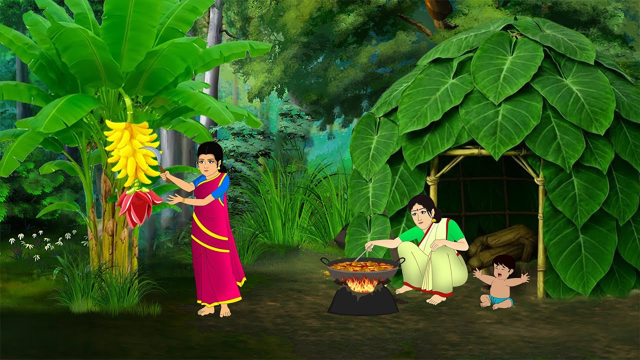 दो बहनों का केले का पेड़ साझा करना 🍌