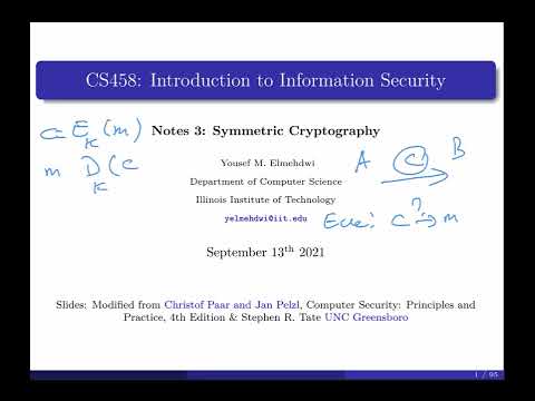 Notes 3: Symmetric Cryptography Part I