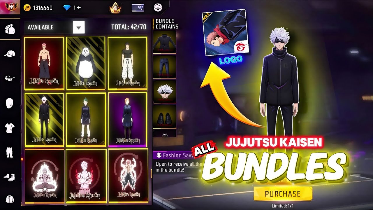 Free Fire x Jujutsu Kaisen Bundles & Features 🔥