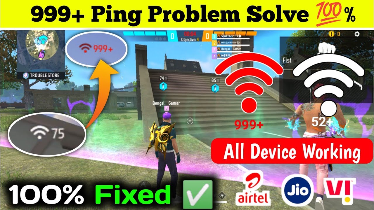 free fire network problem 999+ | Free fire ping normal but not working | Free fire high ping problem