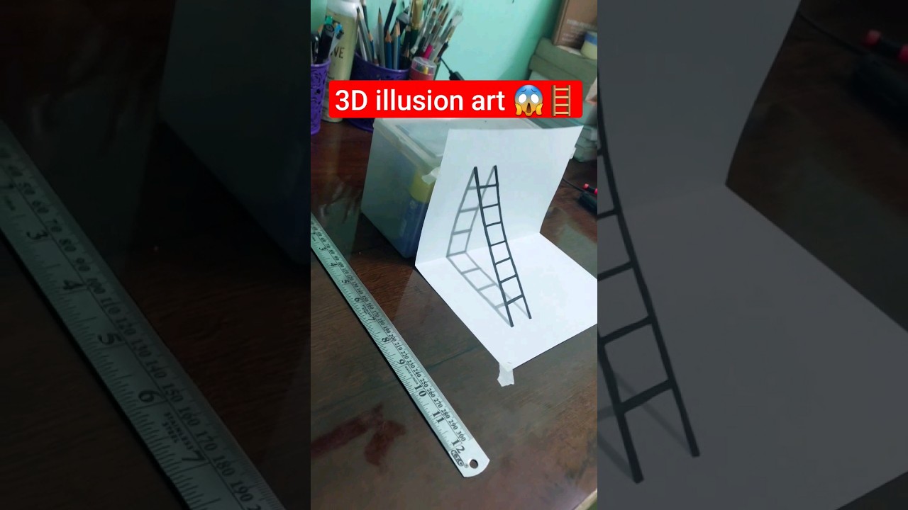 how to draw 3D stairs  on paper in a minute 🪜😱🔥|easy 3d drawing #shorts #youtubeshorts #ytshorts