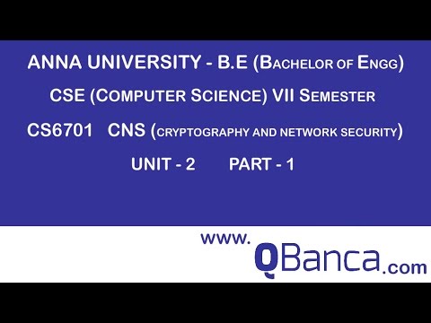 QBanca |Anna University-2013 R | CSE DEPT(7TH SEM) | 6701-CNS |  Unit 2 | Part-1