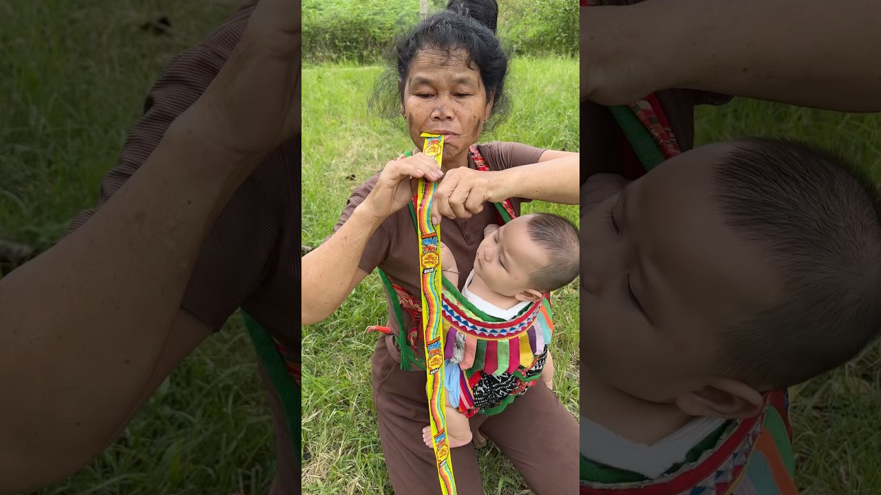 Old Lady Struggles to Eat Colorful Rainbow Candy 🍬 | Funny Short Video