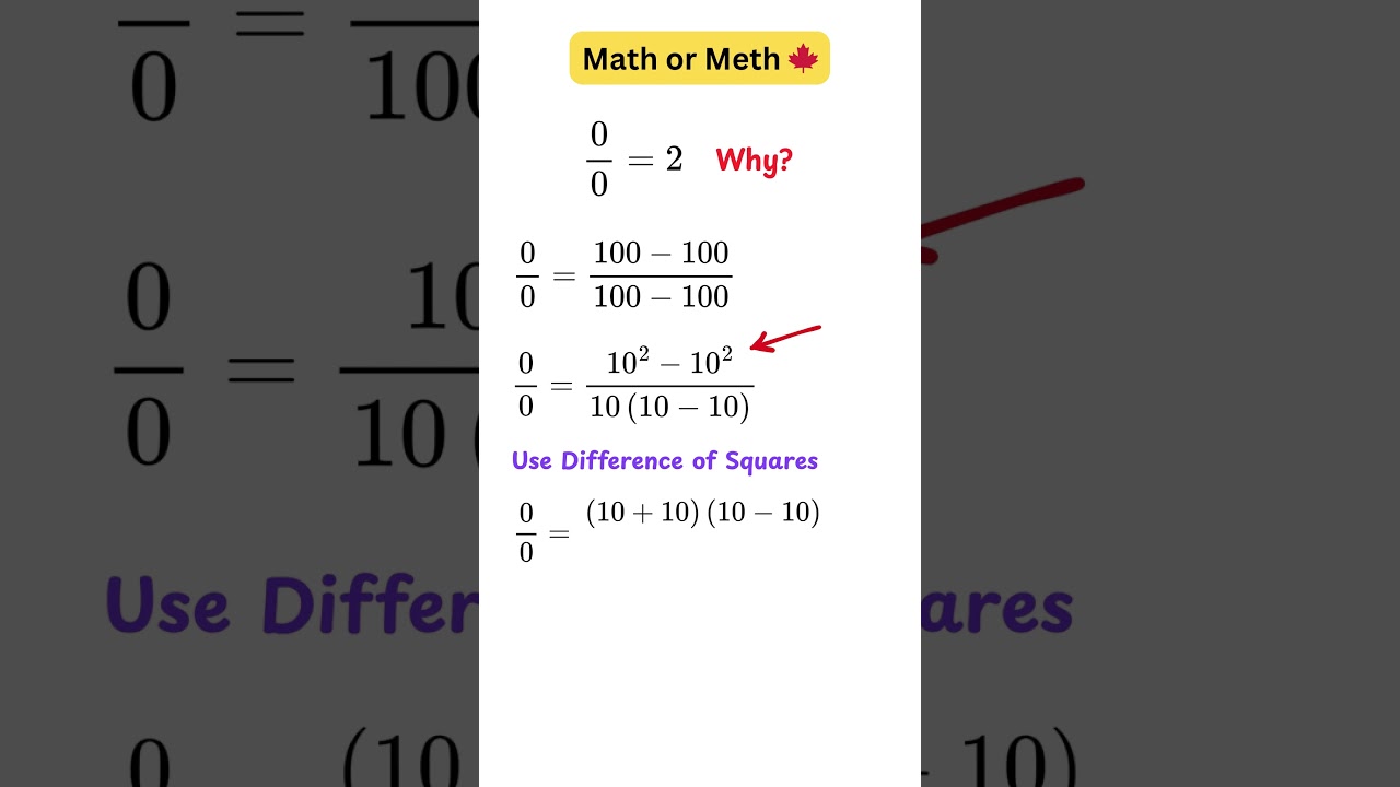 Mathematical Paradox: 0/0 = 2? 🤔