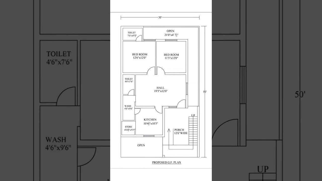 East-Facing 30x50 2BHK House Plan 🏡