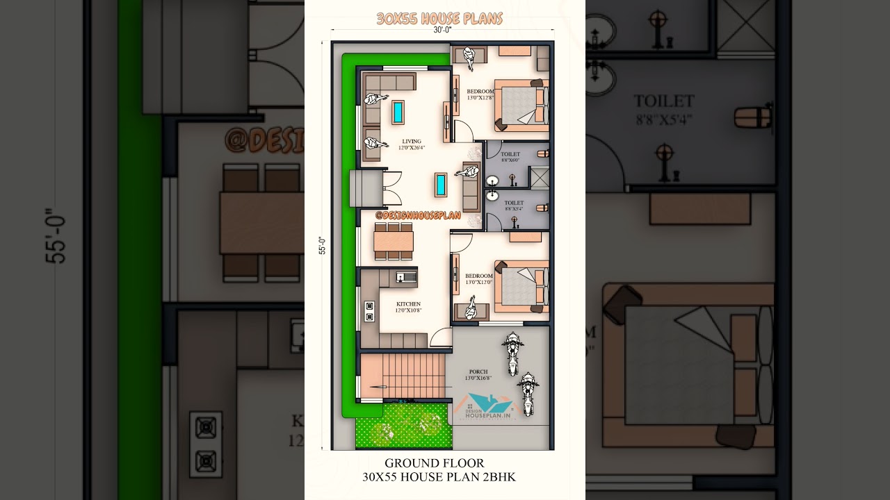 30x55 3BHK Modern House Plan 🏡