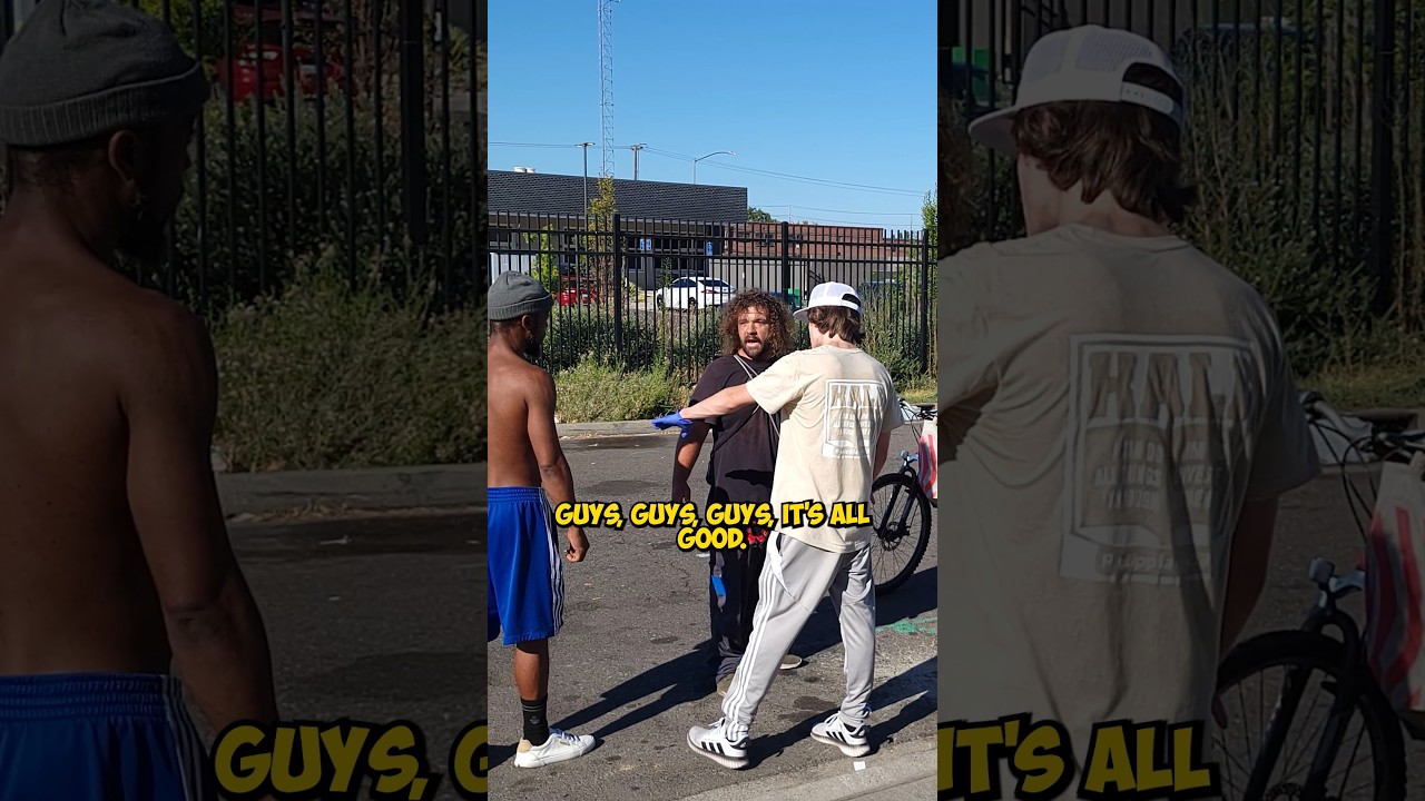 Intense Confrontation During Homeless Feeding Event 🚨