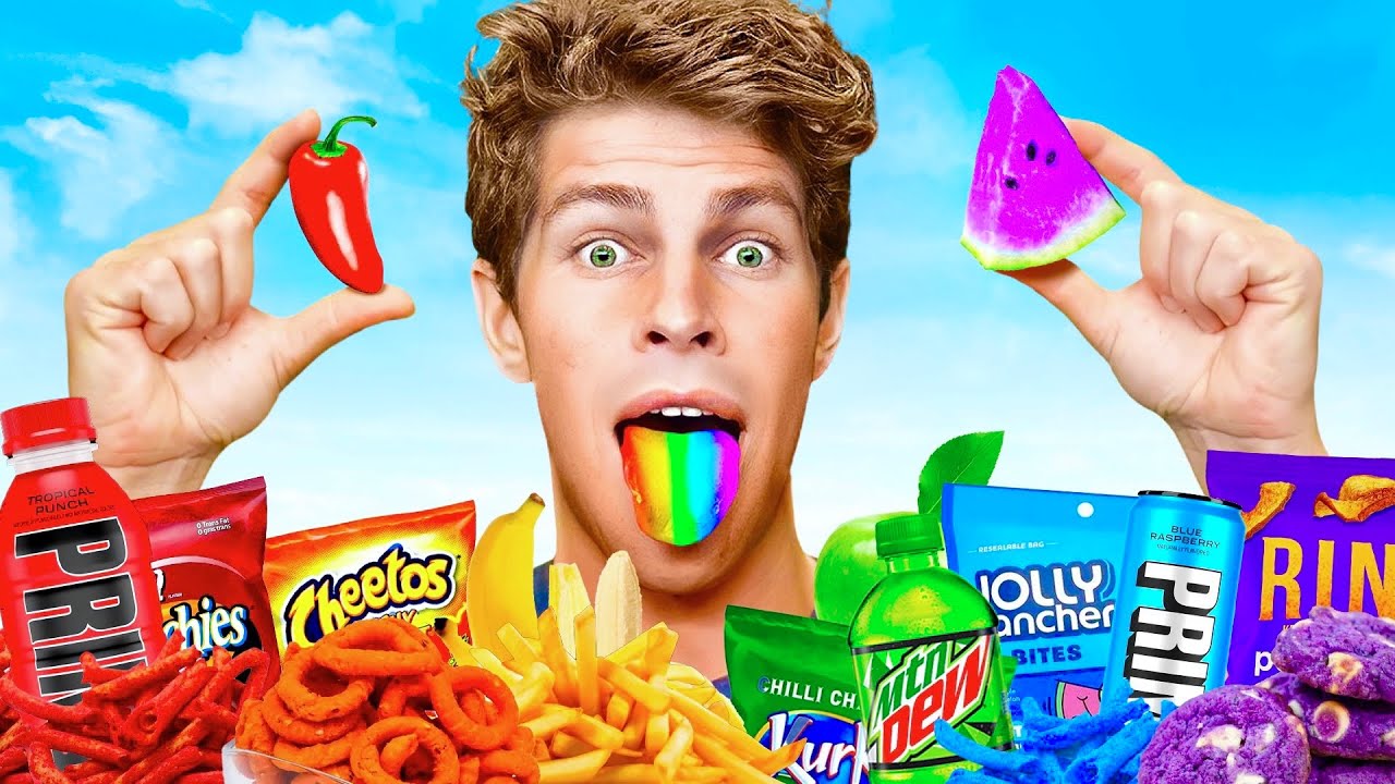 Eating Only One Color Food for 24 Hours! 🌈