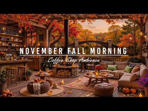 October Fall Morning at Cozy Coffee Shop Ambience 🍂 Relaxing Jazz Instrumental Music for Good Mood