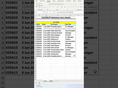 VLOOKUP between two sheets in excel #exceltips #excel #exceltricks