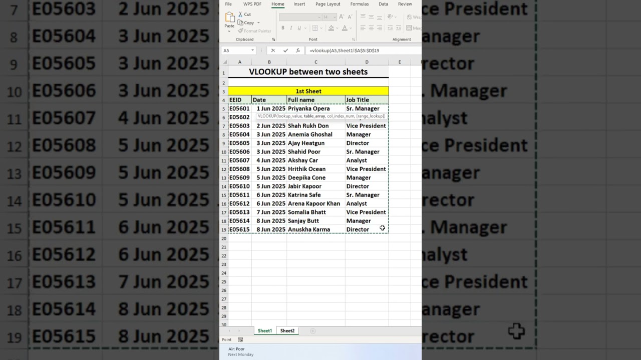 VLOOKUP Between Sheets in Excel 📊