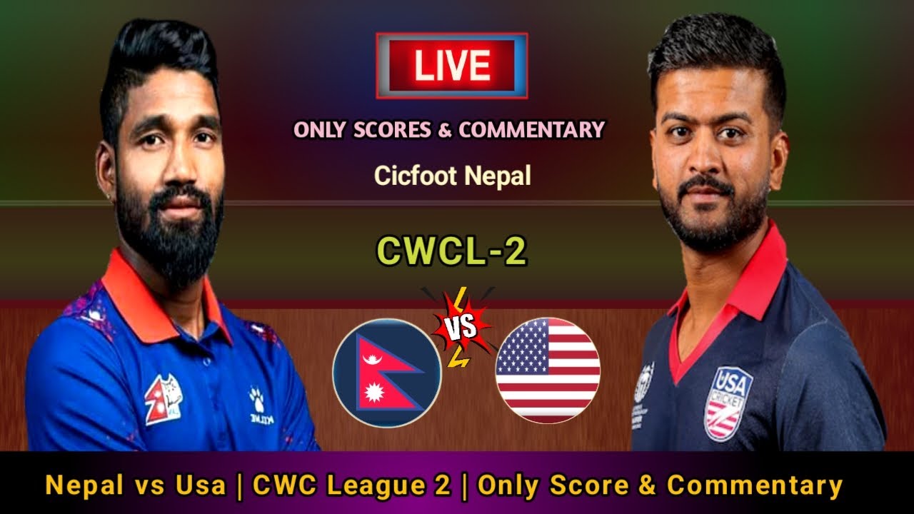 Nepal vs USA Live Score & Commentary | ICC CWC League 2 | Cricfoot Nepal 🏏