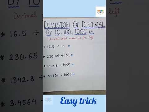 Division of decimal by 10, 100 , 1000 #mathsbyjass #decimals #division #maths #shorttrick
