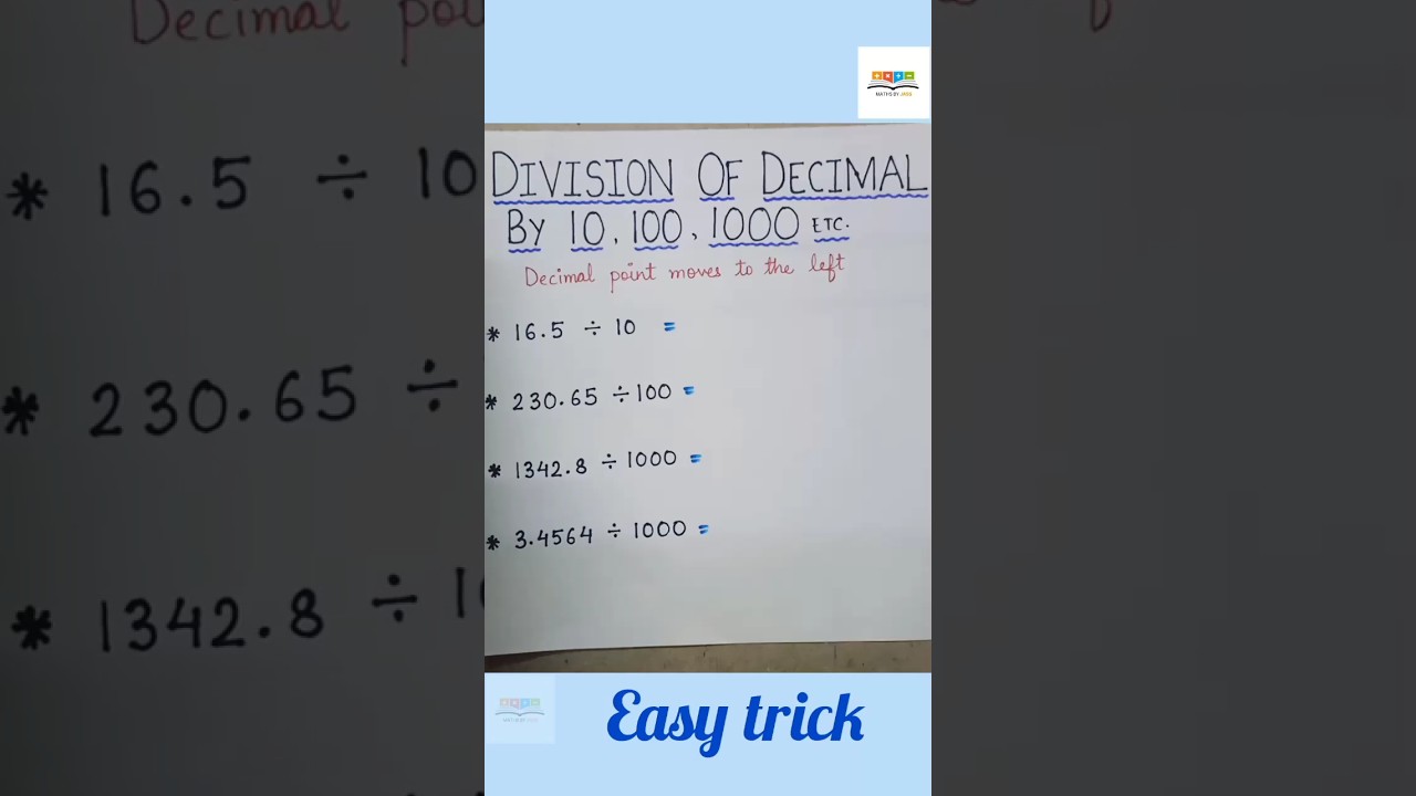 Quick & Easy Tricks to Divide Decimals by 10, 100, and 1000 ✨