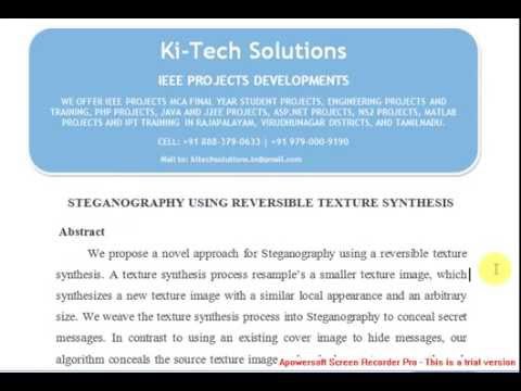 STEGANOGRAPHY USING REVERSIBLE TEXTURE SYNTHESIS