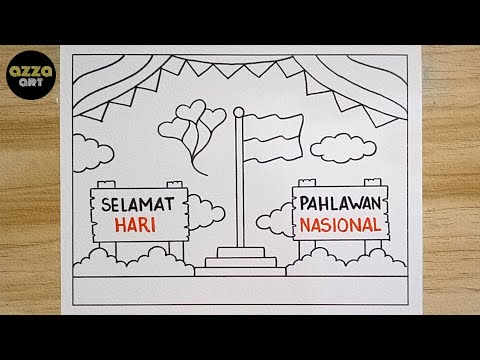 Cara Menggambar Poster Hari Pahlawan 10 November 🔴 Gambar Poster Hari Pahlawan yang Mudah 🔴