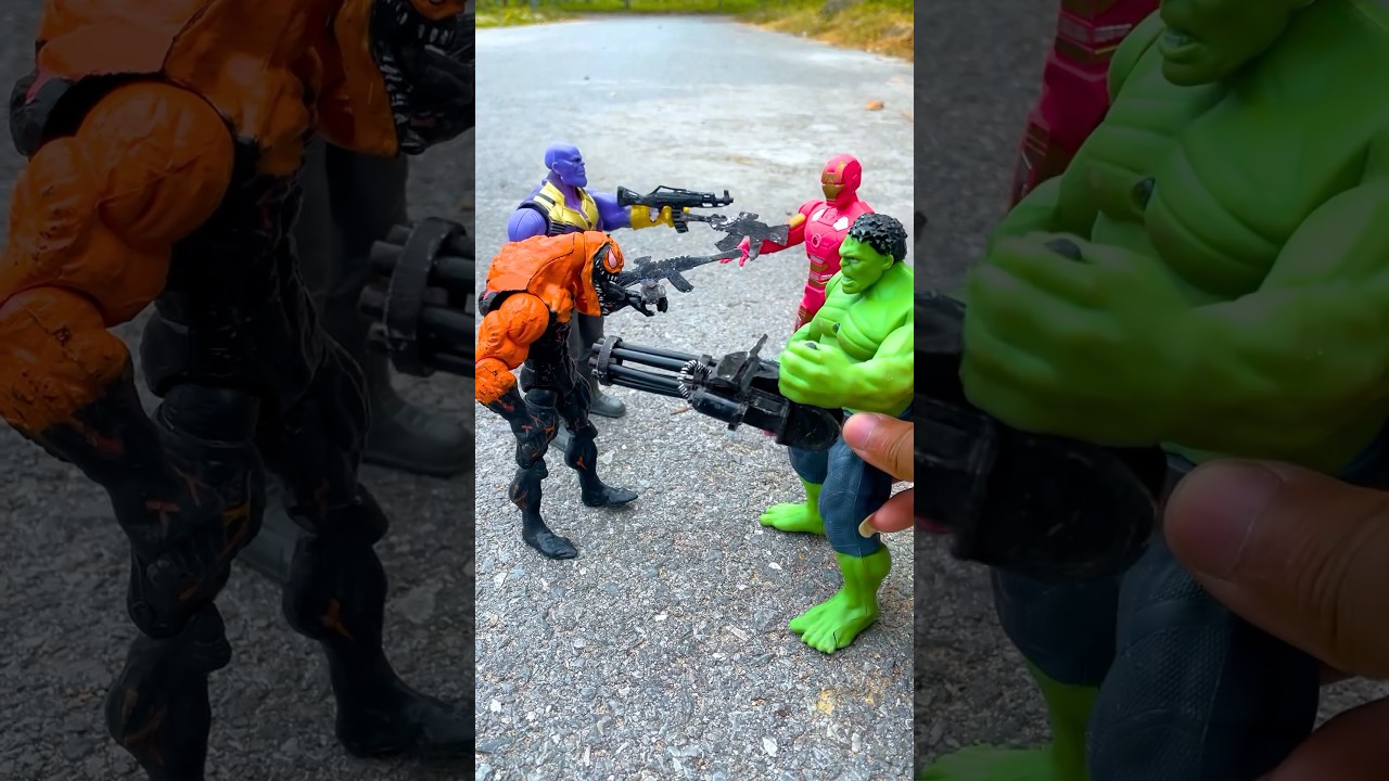 Hulk vs Iron Man & Venom vs Thanos Nerf Battles 🏆