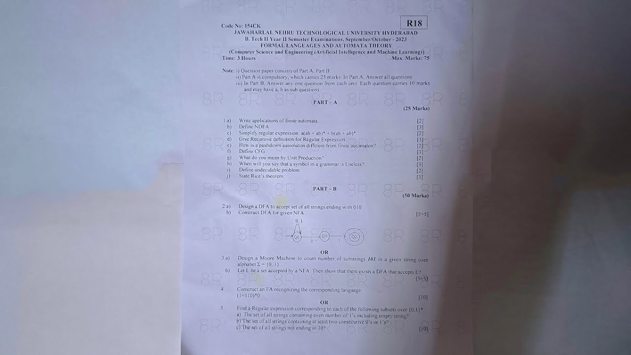 FLAT 2023 Question Paper for JNTUH 2-2 R18