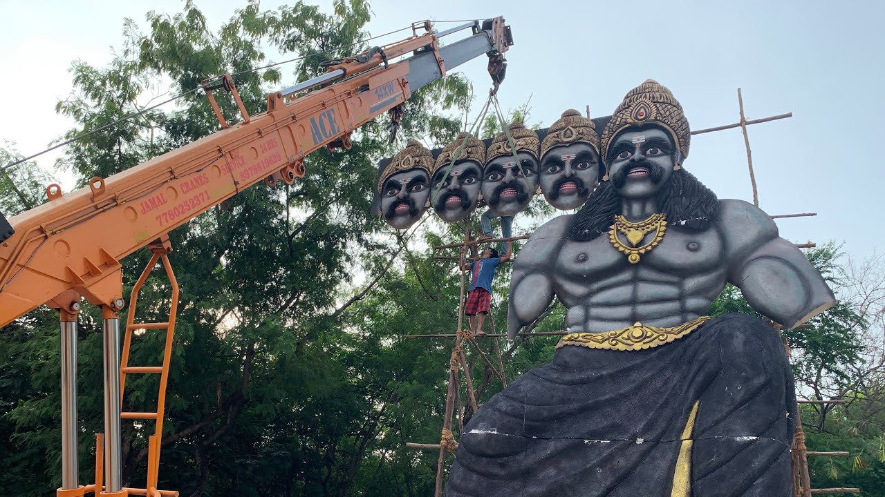 ravan dahan 2021 | making of ravan  | 30 feet ravan making in Hyderabad Uppal ground
