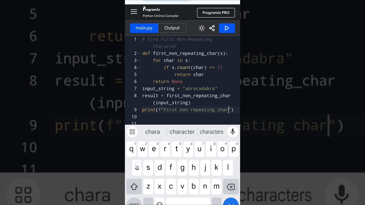 Quick Python Hack to Find the First Non-Repeating Character in a String 🔥