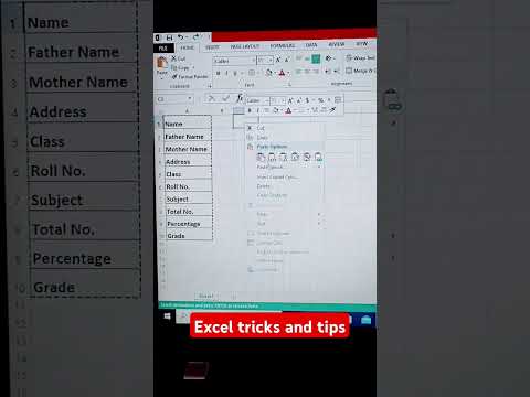 Excel tricks and tips || Excel shorts video || #exceltips #shorts #shortvideo